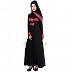 Designer abaya- Islamic dress with Red jaccard print Designer abaya- Islamic dress with Red jaccard print